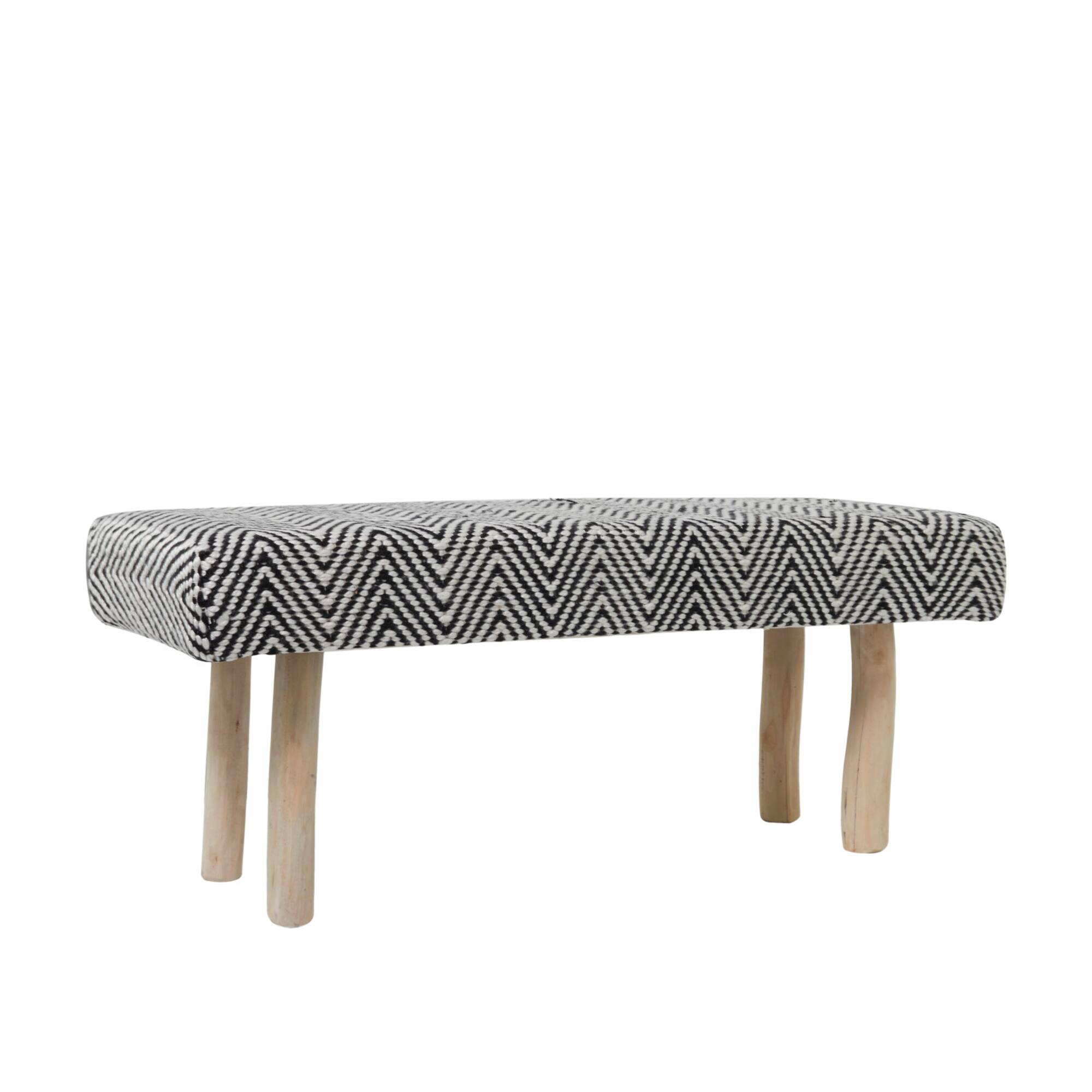 48" Black Wood Chevron Bench with Wood Legs